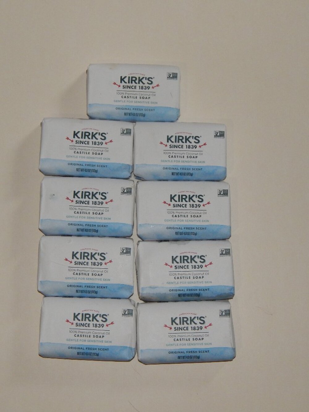 9 Kirks Castille Soap Gentle For Sensitive Skin 4oz Ea 100% Coconut Oil